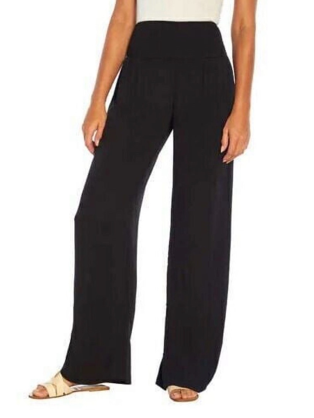 Three Dots Black Wide-Leg High Waist Pants Size Large EUC